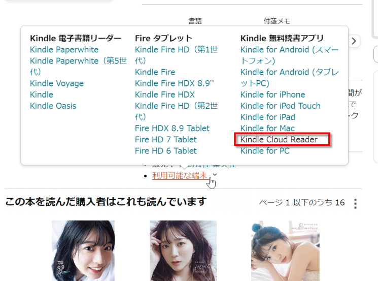 kindle版週プレの写真集がKindle Cloud Readerにて開けない